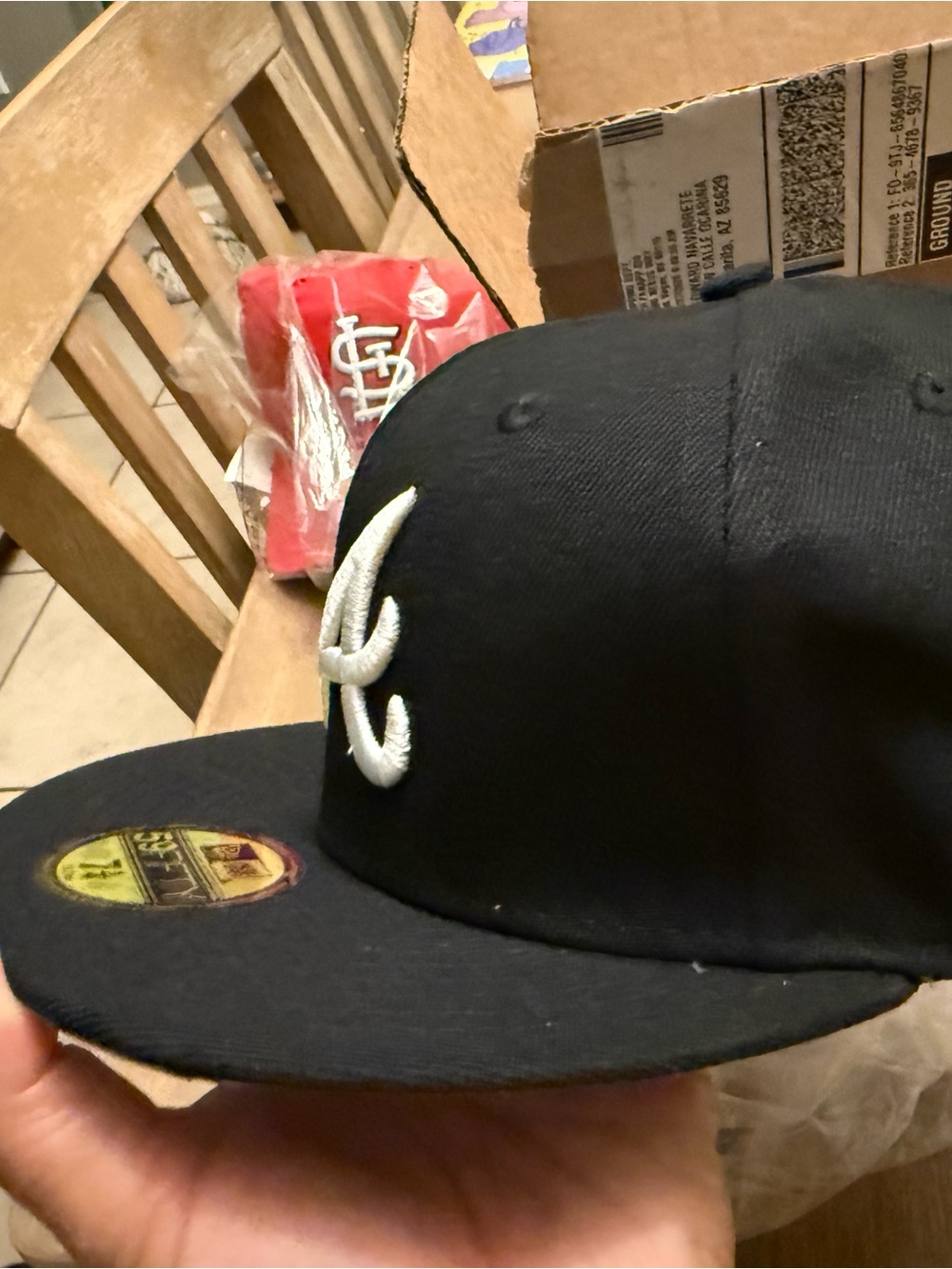 Atlanta Braves Black White Fitted Hat - Picture 3 of 6
